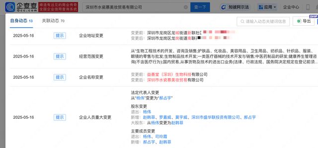 爸爸退出公司被列为经营异常不朽情缘游戏网站黄杨钿甜(图2)